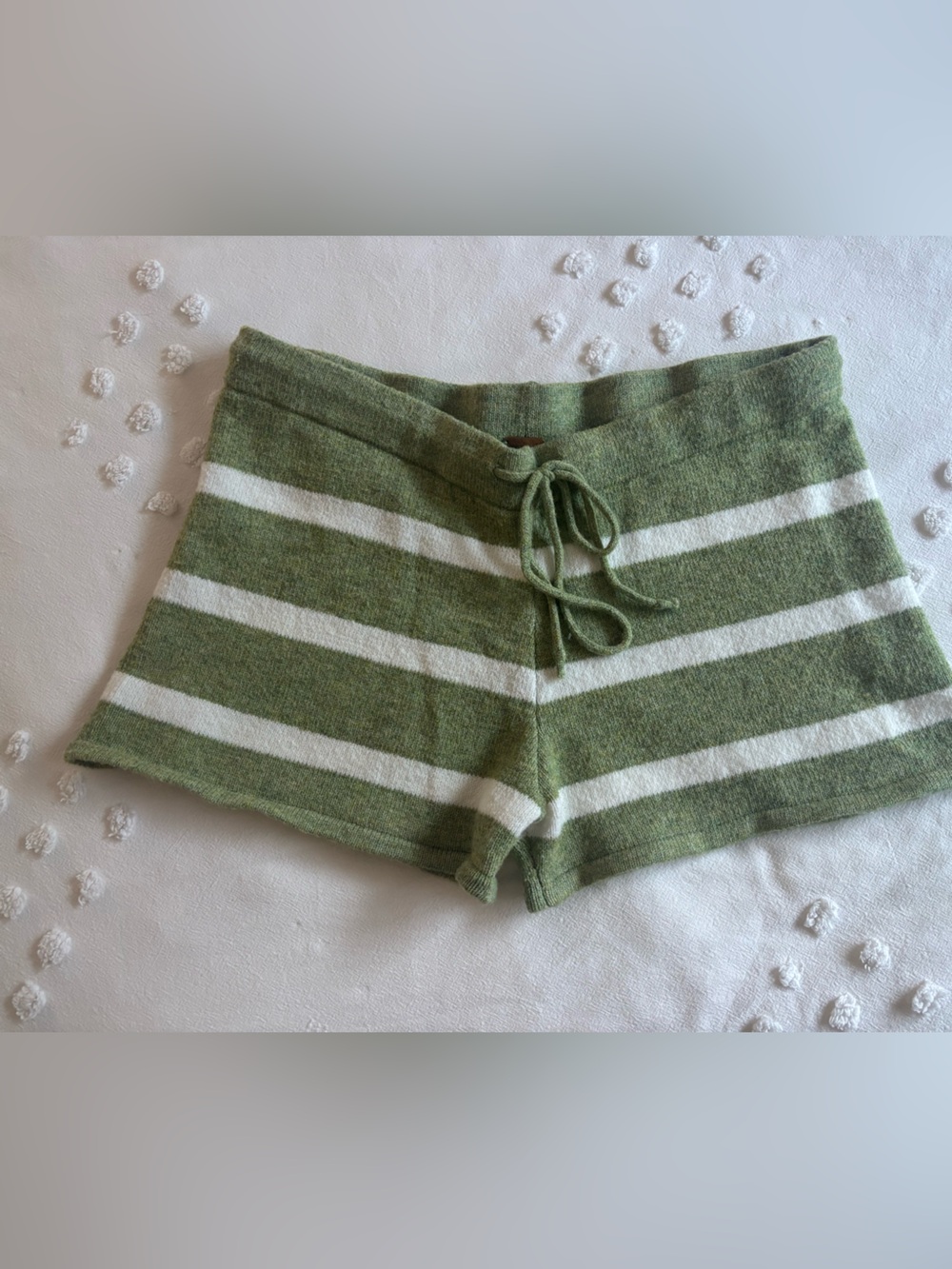 Madewell Green and White Striped Knit Shorts